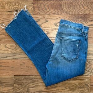 MOTHER Denim Inside Crop Step Fray Shake Well Blue Ankle Jeans